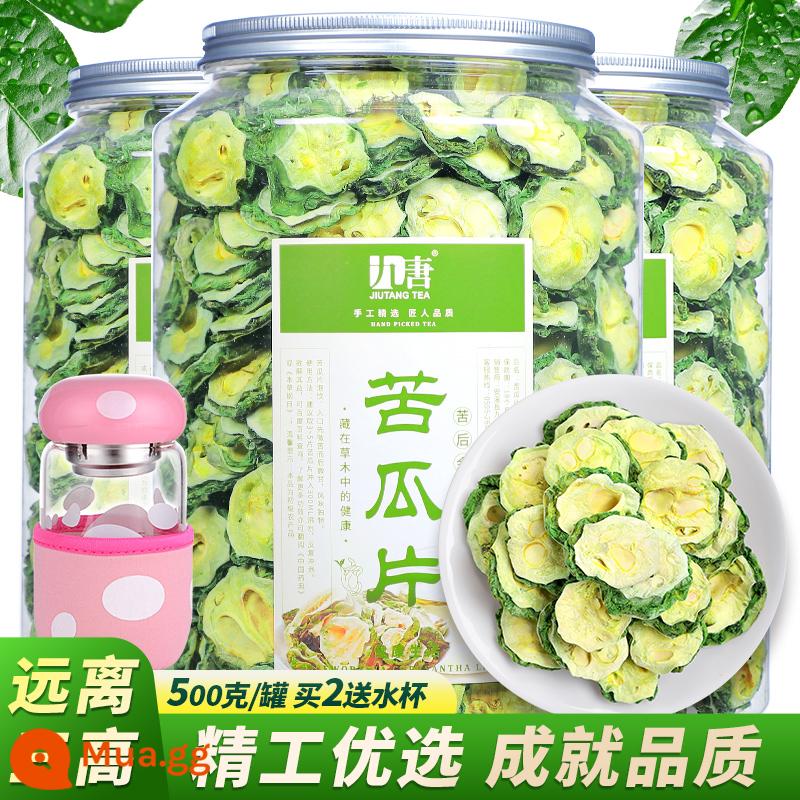 Trà khổ qua 500g chính hiệu khổ qua thái lát hàng mới nước ngâm nguyên chất phi thiên nhiên cao cấp dân dã hương vị nguyên bản trà khổ qua khô thái lát - Lon lớn 500g