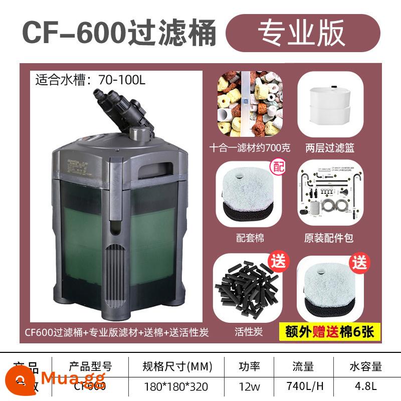 Chuangxing thùng lọc phía trước lọc bể cá máy lọc nước gia đình bên ngoài cf1200 hồ cá cỏ xe tăng cf800 - Thùng lọc CF600 + vật liệu lọc phiên bản chuyên nghiệp + than hoạt tính miễn phí