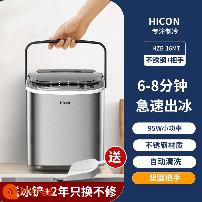 Máy làm đá Hicon Wellcome mini 15kg hộ gia đình nhỏ ký túc xá để bàn hướng dẫn sử dụng máy làm đá thương mại - Thép không gỉ - có tay cầm - đá lớn và nhỏ - làm sạch tự động