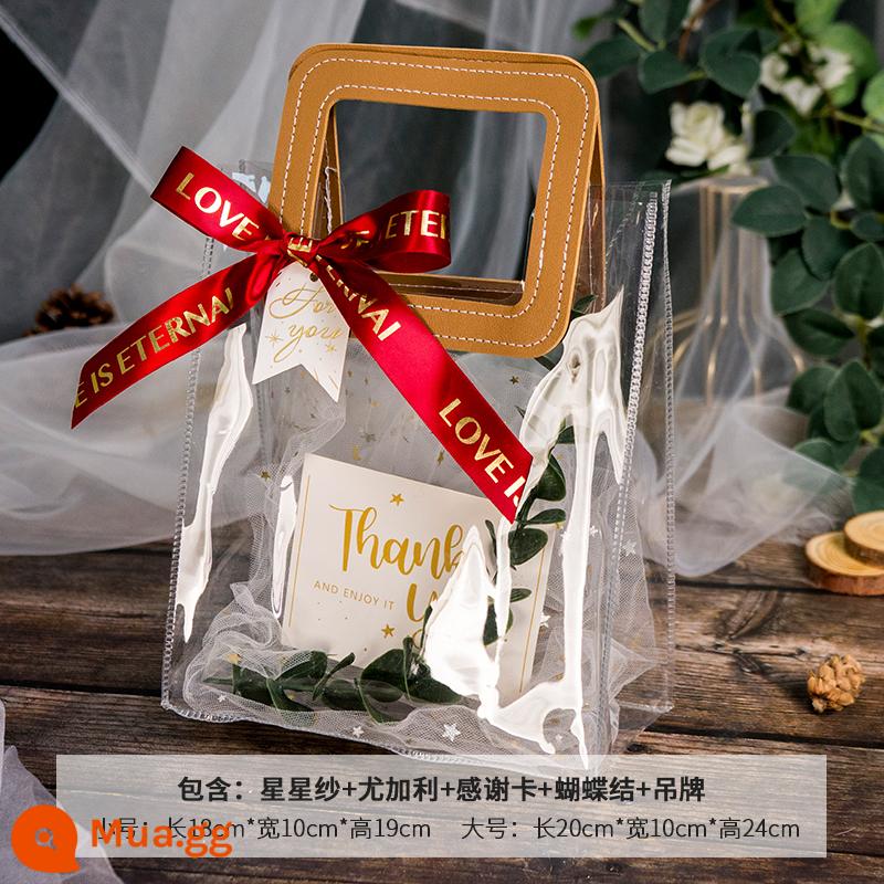 MISSXIU[星情]Túi quà tặng trong suốt tặng kèm túi kẹo cưới di động hộp quà cưới phong cách INS túi quà sinh nhật - Màu đỏ - sự giàu có và hạnh phúc