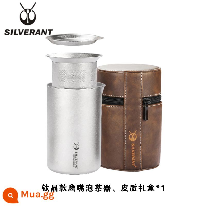 Silver Ant Titanium Nguyên Chất Máy Pha Trà Cắm Trại Ngoài Trời Di Động Du Lịch Hai Lớp Chống Bỏng Ấm Trà Chịu Nhiệt Độ Cao Bộ Trà Cốc Nhanh - Máy pha trà mỏ chim ưng Titan Crystal 350ml