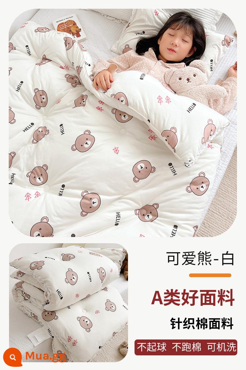 Chăn trẻ em cotton dệt kim mùa xuân và mùa thu mùa hè chăn hoạt hình mát mẻ cho bé mẫu giáo mùa đông lõi chăn mùa hè chăn điều hòa không khí dày - Gấu trắng dễ thương [vải dệt kim, ôm sát và mềm mại]