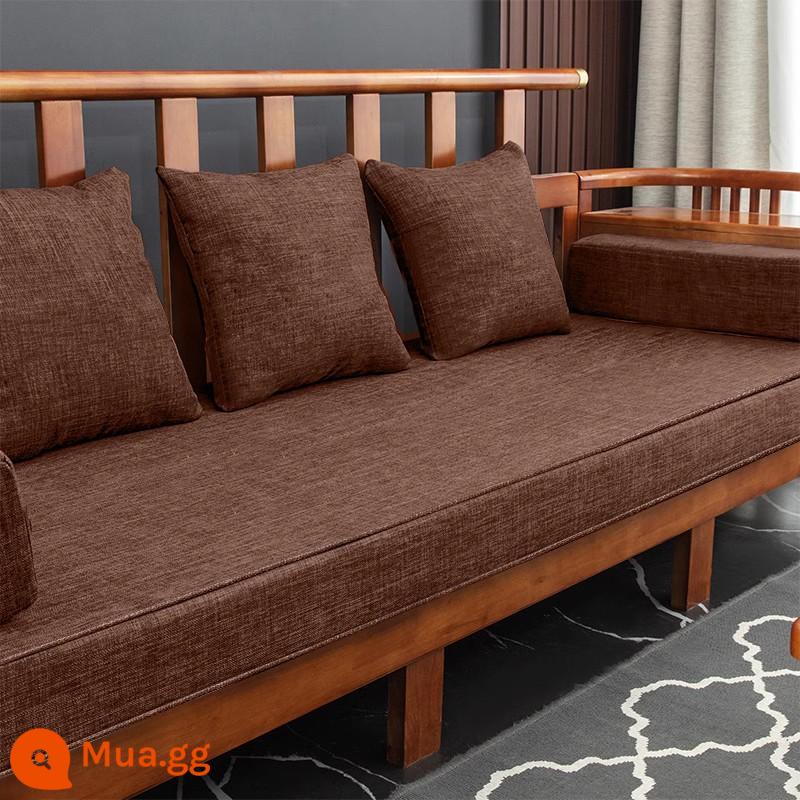 Đệm sofa cao su tùy chỉnh bằng gỗ gụ mới phong cách Trung Quốc bằng gỗ nguyên khối đệm chống trượt đệm xốp đệm cứng tùy chỉnh được thực hiện cho tất cả các mùa - Màu cà phê-Bốn Mùa Ma [cổ điển, đơn giản, thoải mái và chống mài mòn]