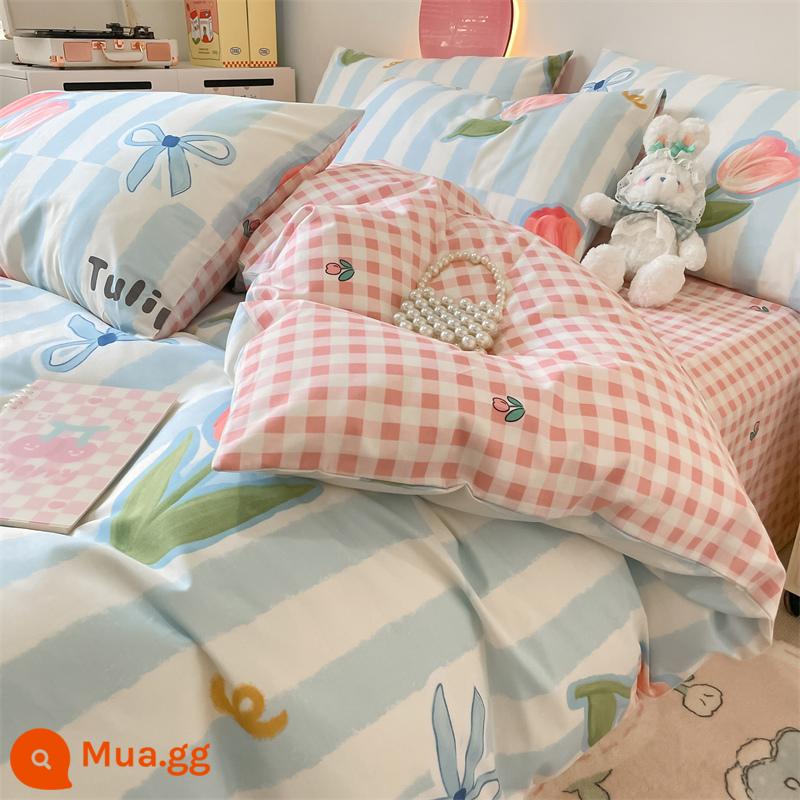 2023 Bộ bốn món cotton mùa thu đông mới cotton nguyên chất 100 cotton vỏ chăn vỏ chăn tấm trang bị tấm chăn ga gối đệm ba mảnh 4 - Đại lộ Champs Elysees