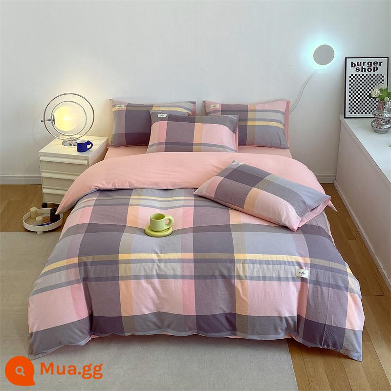 Vỏ chăn bông một mảnh được giặt sạch cotton nguyên chất dày đơn vỏ chăn 150x200 chải 4 món Bộ mùa đông chăn 3 4 - Siris [100% cotton Tân Cương, không vón cục, không phai màu]