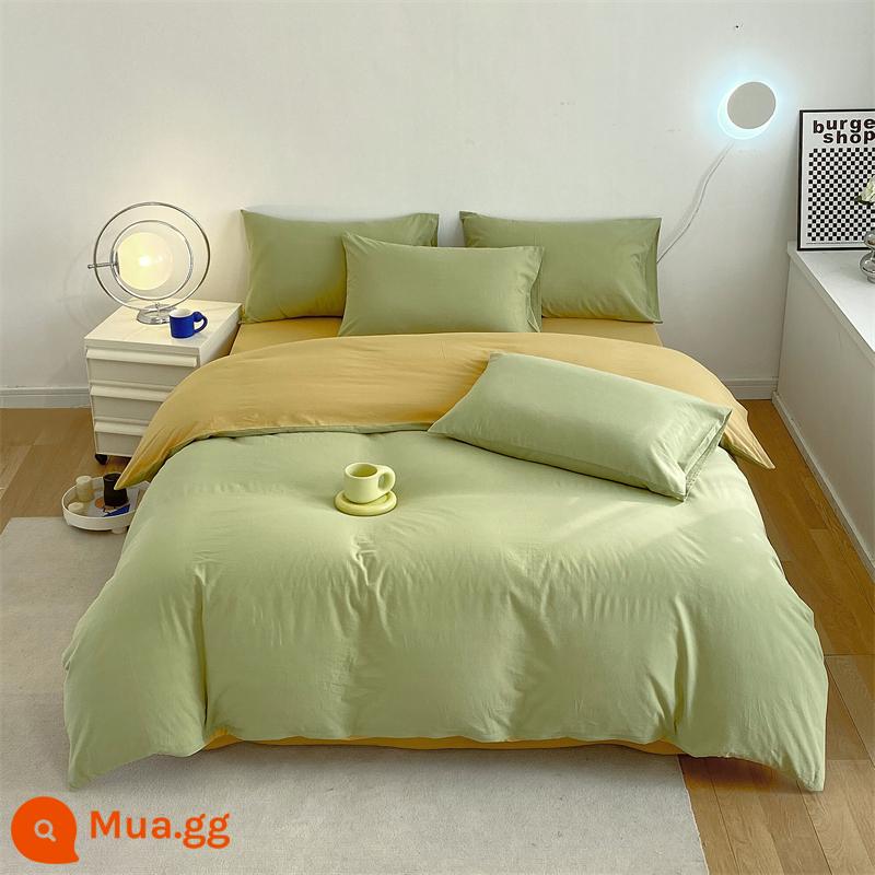 Vỏ chăn bông một mảnh được giặt sạch cotton nguyên chất dày đơn vỏ chăn 150x200 chải 4 món Bộ mùa đông chăn 3 4 - Bơ đôi chính tả [100% cotton Tân Cương, không vón cục, không phai màu]