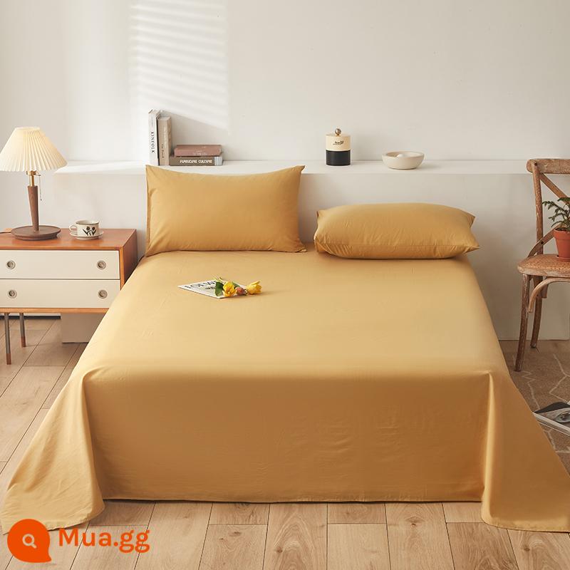 Ga trải giường cotton một mảnh ga trải giường cotton 100 đơn và đôi ký túc xá sinh viên giường vải thô giường ba mảnh chăn 3 - màu hổ phách