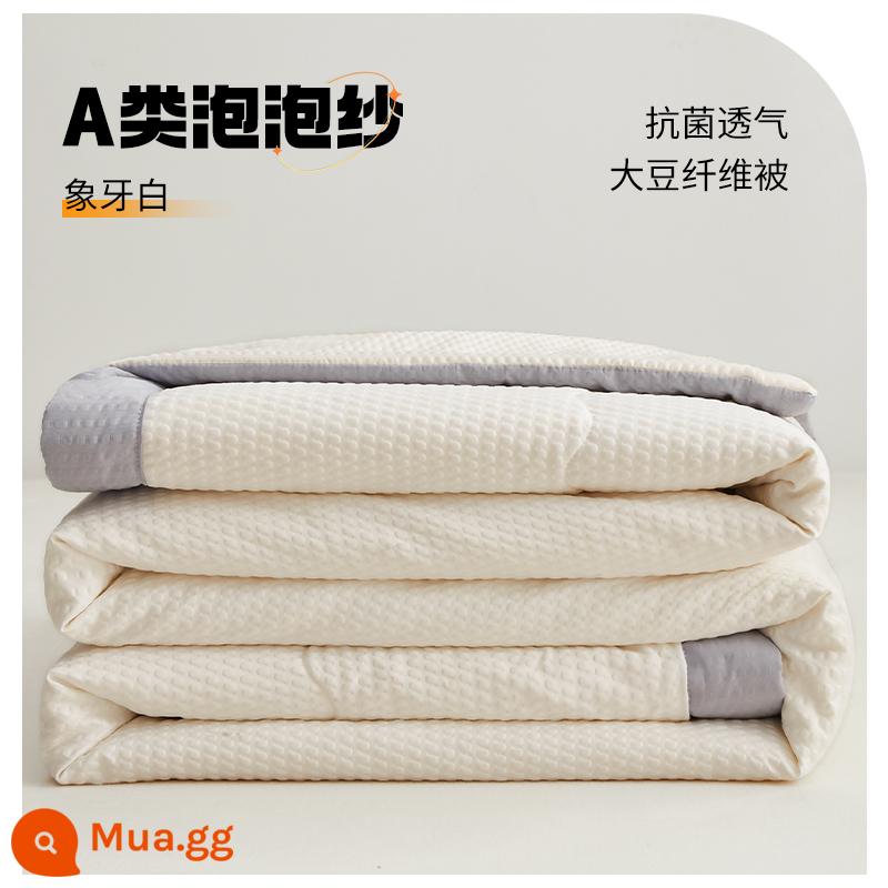 Chăn bông đậu nành điều hòa chăn mỏng mùa hè mát mẻ cotton nguyên chất ký túc xá sinh viên mùa xuân và mùa thu lõi chăn đơn mùa hè có thể giặt bằng máy - Màu trắng ngà [Vải loại A, nhân sợi đậu nành]