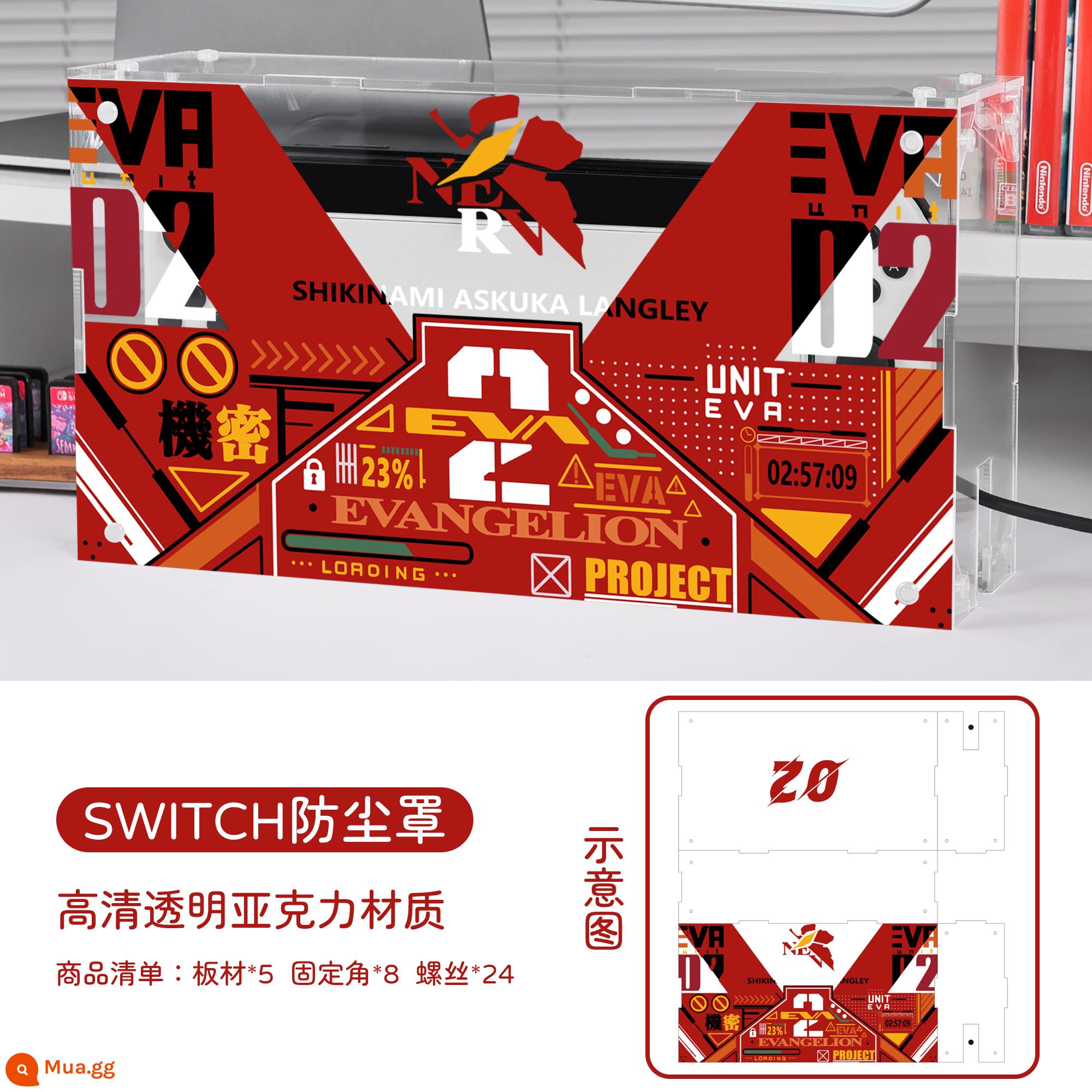 Nintendo EVA Neon Genesis Evangelion switch OLED bảo vệ ns bảo vệ túi lưu trữ màu đen - [Máy EVA-2] Loại nối nắp che bụi