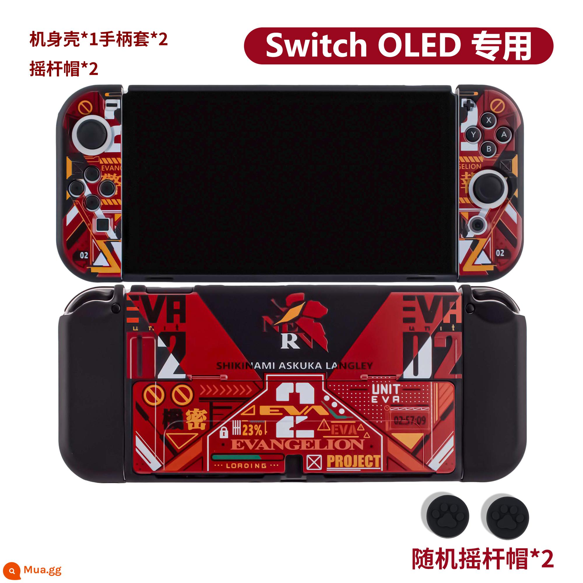 Nintendo EVA Neon Genesis Evangelion switch OLED bảo vệ ns bảo vệ túi lưu trữ màu đen - OLED-No. 2 (tay cầm mềm + thân cứng)