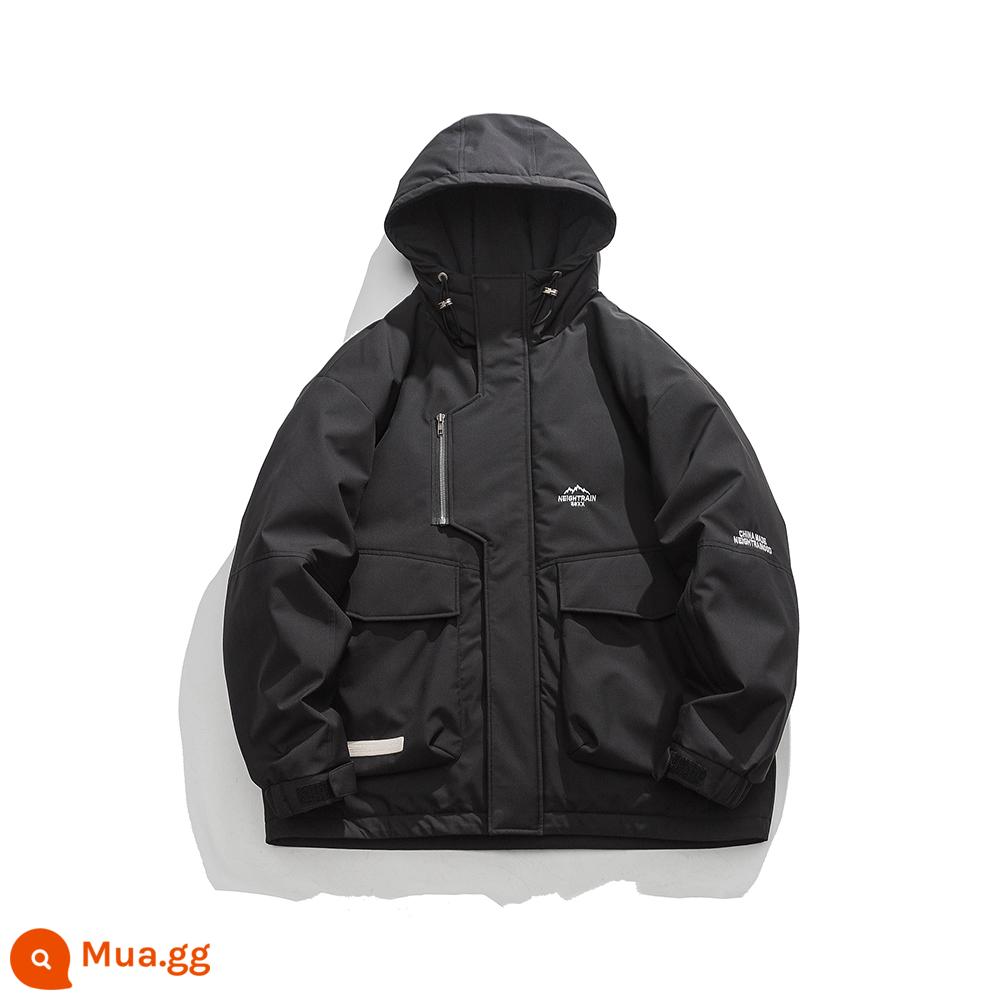 Áo khoác nam cỡ lớn mùa đông 2022 thương hiệu hợp thời trang nam Plus Fat Plus White Duck Down Jacket - đen