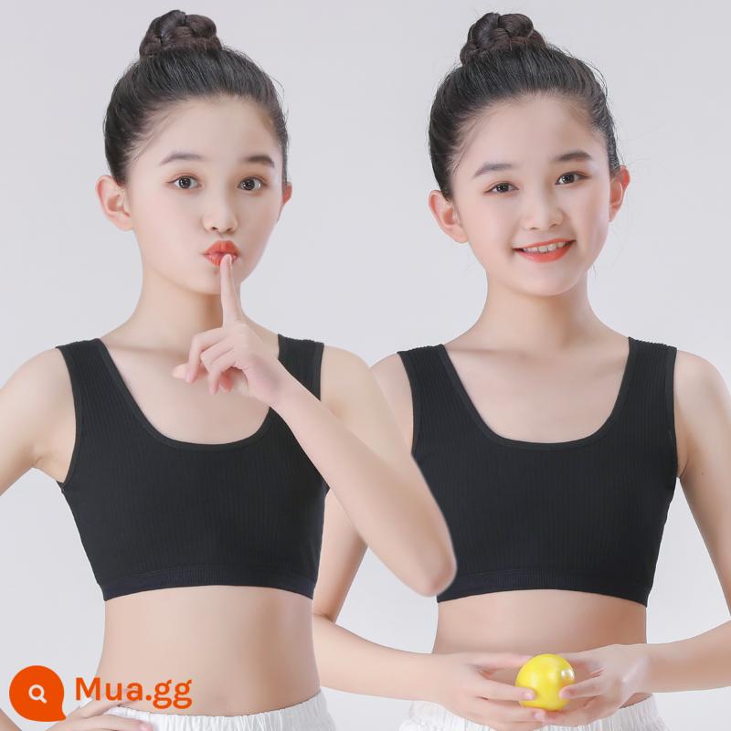 Đồ lót bé gái áo vest sling phát triển sớm cotton nguyên chất chống lồi ống áo ngực bé gái học sinh trung học cơ sở 8-16 tuổi - hai màu đen