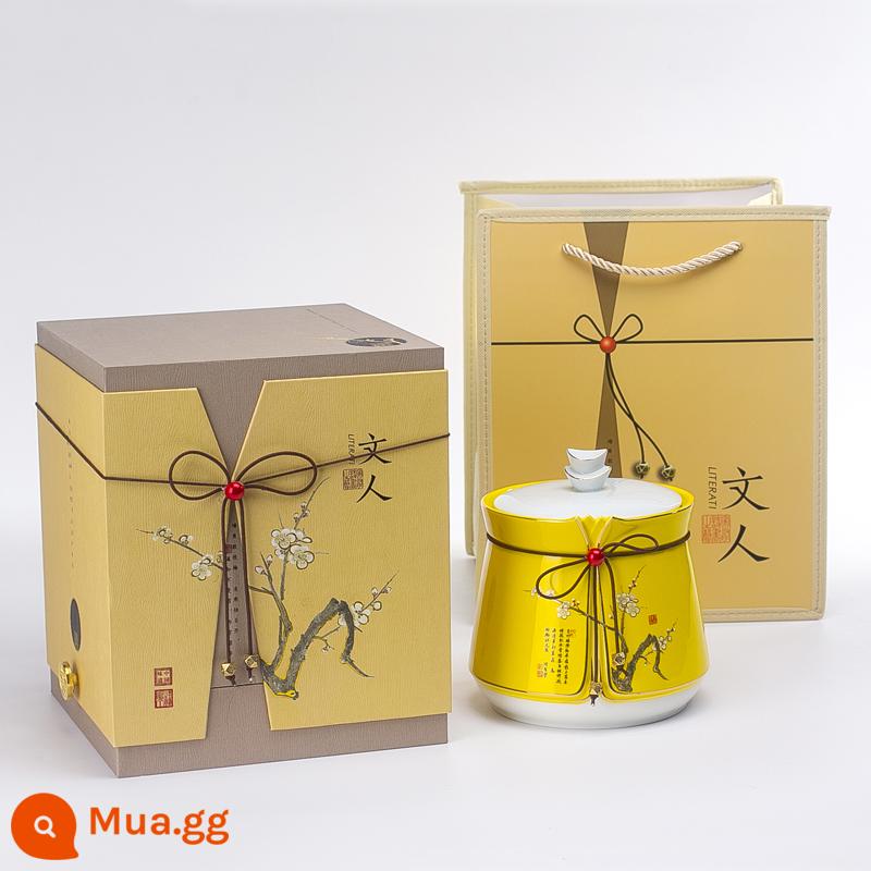 Dingyi Literati Tea Caddy Hộp quà tặng bằng gốm Bao bì Bán buôn Hộp trà tùy chỉnh Caddy trà Lễ hội mùa xuân Trà đạo Trang trí cao cấp - Hộp Quà Lọ Vàng 113 Văn Hoàng Đế