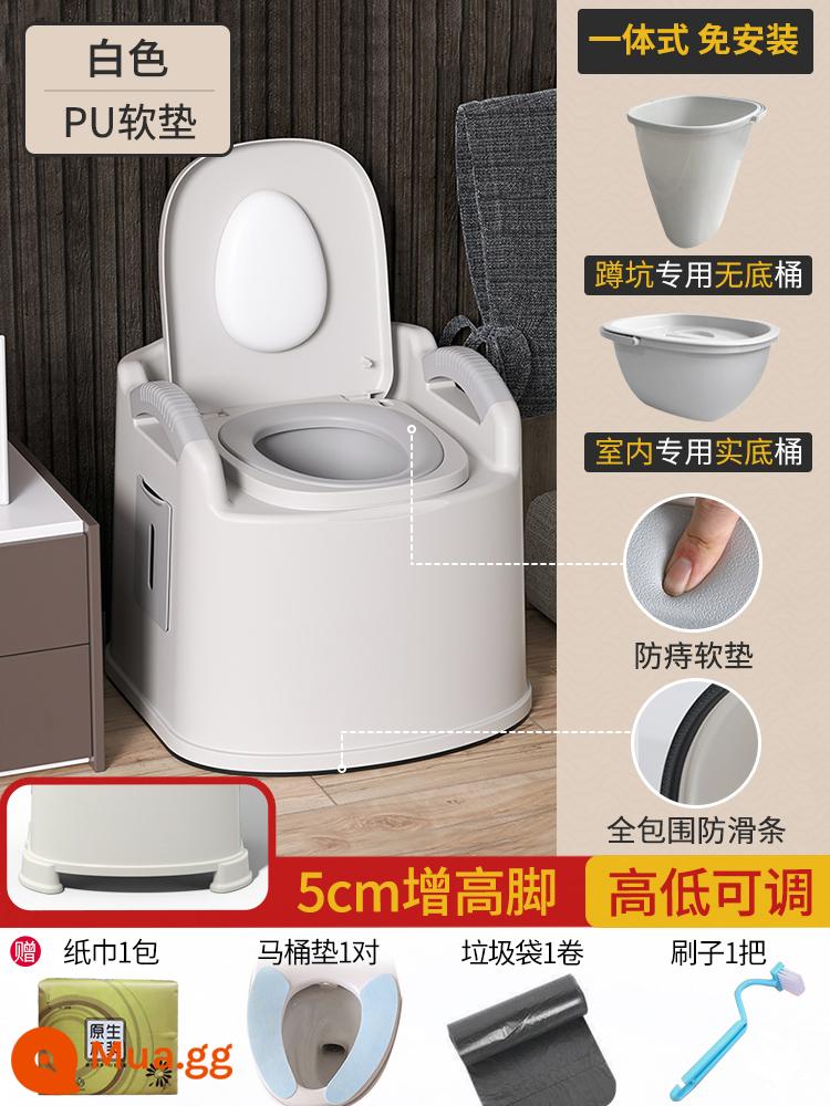 Ngồi xổm ngồi toilet phụ nữ mang thai gấp vệ sinh hiện vật hộ gia đình người cao tuổi ngồi xổm hố toilet ghế phân - Nâng cấp độ cao có thể điều chỉnh - ghế mềm - công dụng kép cho phòng ngủ + ngồi xổm - màu trắng - được bao quanh hoàn toàn và tăng cường khả năng chống trượt