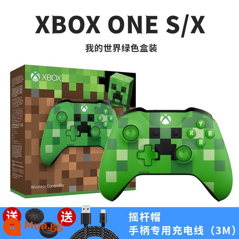 Thích hợp cho tay cầm Microsoft xbox Bluetooth không dây rung hơi chân trời PC máy tính tay cầm chơi game mới - Hộp điều khiển ONE S Minecraft Green