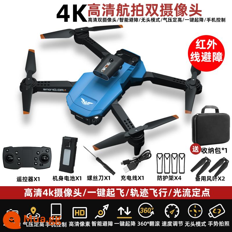 Máy bay điều khiển từ xa cho trẻ em tránh chướng ngại vật thông minh drone học sinh tiểu học drone nhỏ máy bay trực thăng cậu bé máy bay đồ chơi - H106 màu xanh lam [Camera kép 4k + tránh chướng ngại vật hồng ngoại đa hướng]