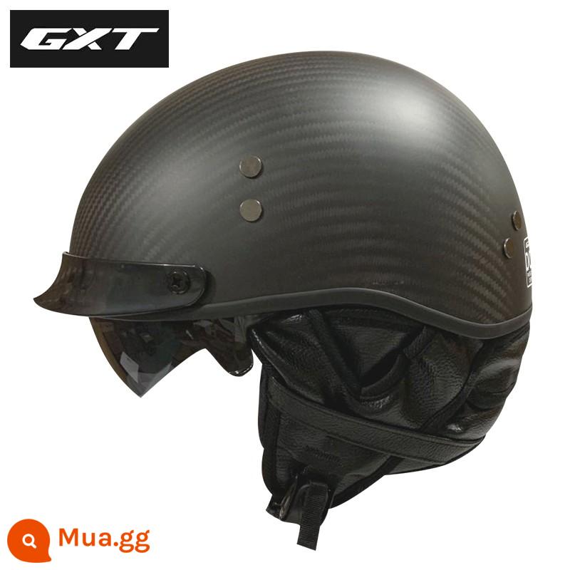 GXT xe máy nam mùa hè Harley Mũ bảo hiểm nửa Retro muỗng Mũ bảo hiểm nữ xe ô tô điện sợi carbon xe máy - Phiên bản sợi carbon + khăn quàng cổ (lưu ý về màu mũ bảo hiểm)