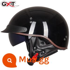 GXT xe máy nam mùa hè Harley Mũ bảo hiểm nửa Retro muỗng Mũ bảo hiểm nữ xe ô tô điện sợi carbon xe máy - Màu đen bóng (bán chạy)