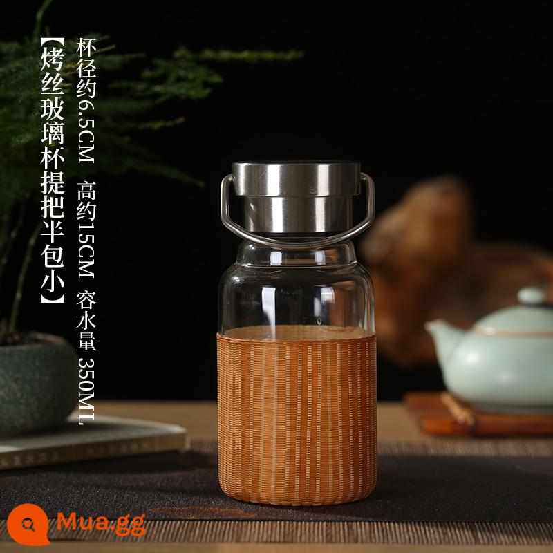 Trung Quốc Handmade Tre Dệt Tơ Tre Tách Trà Chống Bỏng Nước Mũm Mĩm Cốc Bụng Lớn Cốc Nữ Nước Lạnh cốc Trà Thủy Tinh - Kính Nướng Nửa Gói 350ml