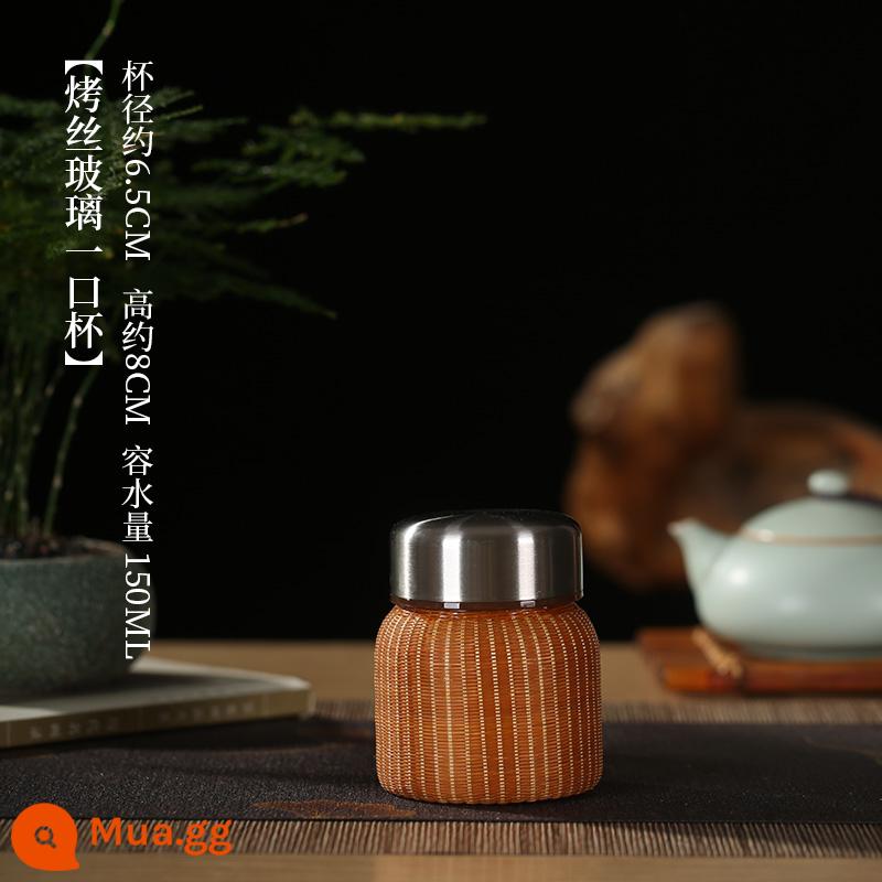 Trung Quốc Handmade Tre Dệt Tơ Tre Tách Trà Chống Bỏng Nước Mũm Mĩm Cốc Bụng Lớn Cốc Nữ Nước Lạnh cốc Trà Thủy Tinh - Phiên bản cắt nhỏ nướng thủy tinh một cốc 150ml