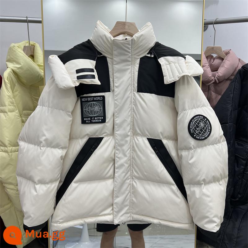 Anti-season 2022 new down jacket tooling hit color dày phiên bản Hàn Quốc có mũ trùm đầu chống gió và ấm Áo khoác Dongdaemun xu hướng quốc gia - màu trắng kem