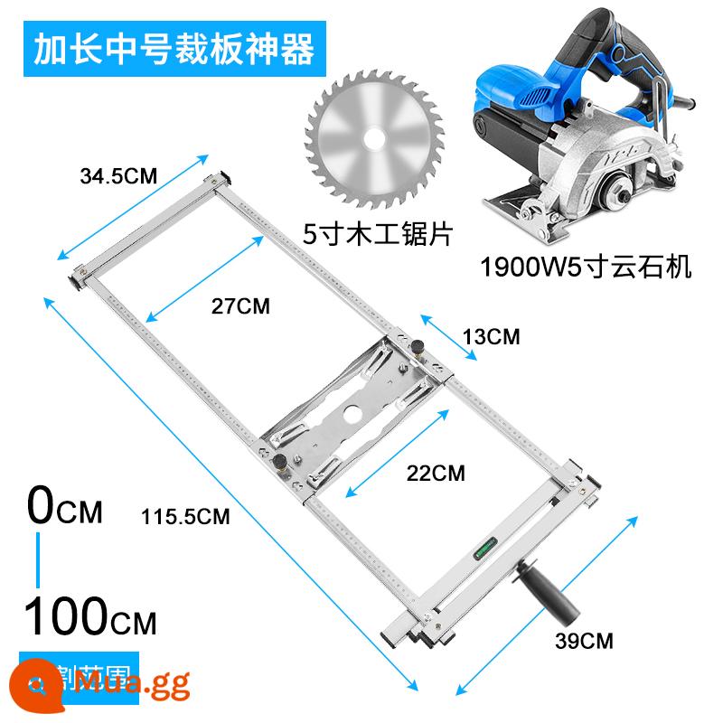 Đá Cẩm Thạch Máy Di Động Cưa Đa Năng Bảng Cắt Hiện Vật Chế Biến Gỗ Máy Cắt Nhỏ Tấm Đế Sửa Đổi Giá Đỡ Định Vị Người Ủng Hộ - Thép không gỉ dày cực dài + máy đá cẩm thạch 5 inch + lưỡi cưa gỗ