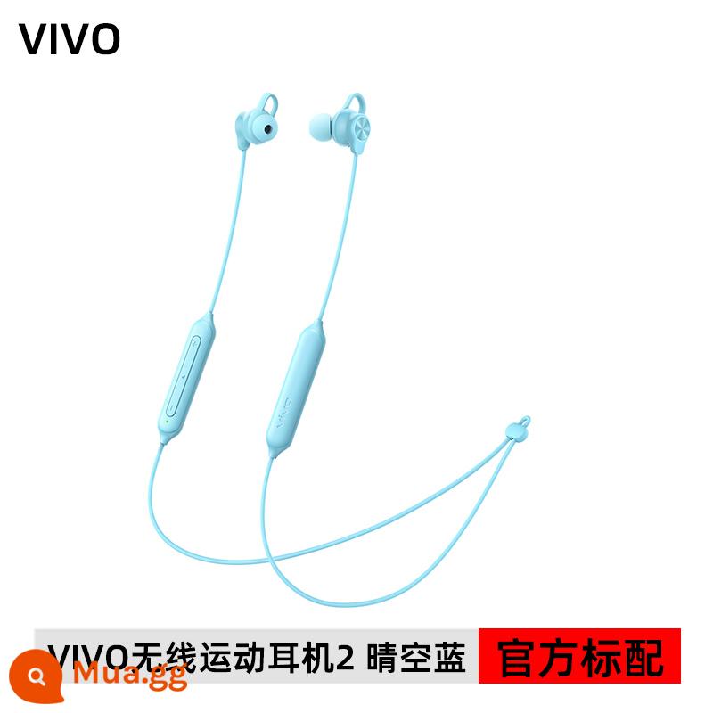 Tai nghe thể thao không dây iQOO Vitality Edition 2 tai Bluetooth đeo trên cổ Thời lượng pin siêu bền khi chạy thể thao Chống nước và chống mồ hôi - Tai nghe thể thao không dây VIVO 2 Clear Sky Blue