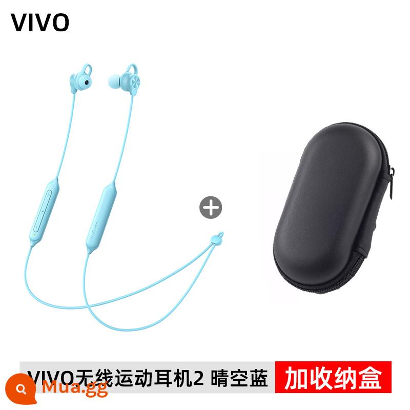 Tai nghe thể thao không dây iQOO Vitality Edition 2 tai Bluetooth đeo trên cổ Thời lượng pin siêu bền khi chạy thể thao Chống nước và chống mồ hôi - Tai nghe thể thao không dây VIVO 2 Clear Sky Blue + Hộp đựng