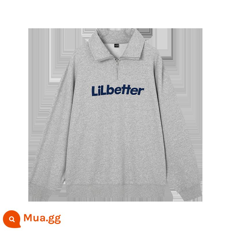 Lilbetter nửa dây kéo áo len nam xuân thu cổ polo quần áo nam Mỹ phong cách retro cặp đôi áo khoác LB - sang trọng màu xám