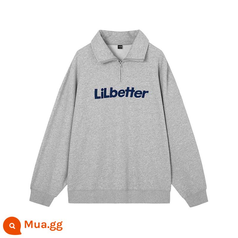 Lilbetter nửa dây kéo áo len nam xuân thu cổ polo quần áo nam Mỹ phong cách retro cặp đôi áo khoác LB - thói quen màu xám