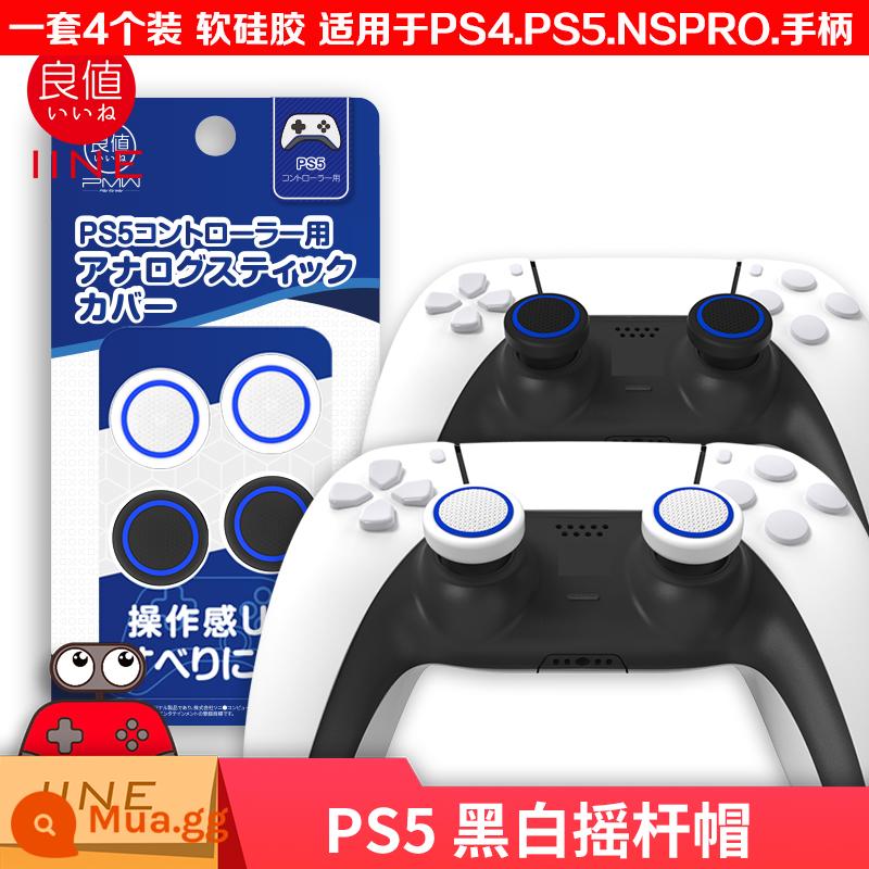 PS4 Mèo Móng Vuốt Đính Đá Nắp NS PRO Nắp Silicon PS3 PS5 Bộ Điều Khiển Bao Da Rocker XBOXONE Đính Đá Nắp Bảo Vệ - Vòng tròn đen trắng chính hãng giá tốt, bộ 4 chiếc, silicone mềm