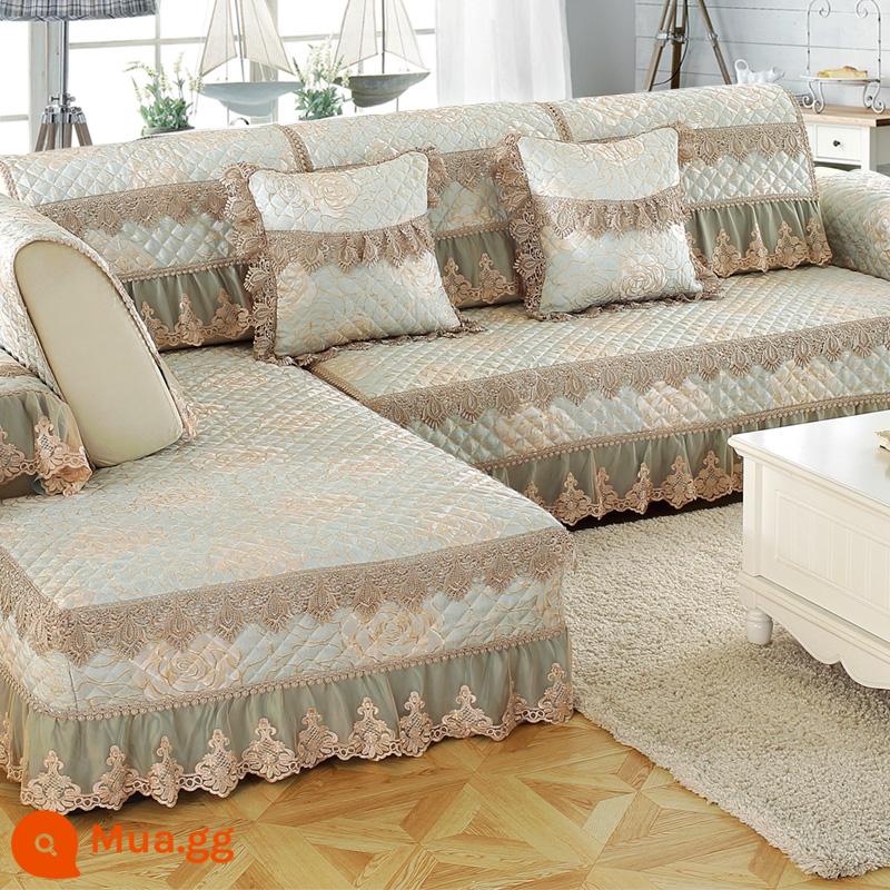 Một bộ hoàn chỉnh của bọc ghế sofa bao gồm tất cả các bộ đệm sofa đa năng đệm bốn mùa chống trượt Bắc Âu đệm dày đơn giản - (Vải lanh tốt cho sức khỏe) Elisa - Xanh dương