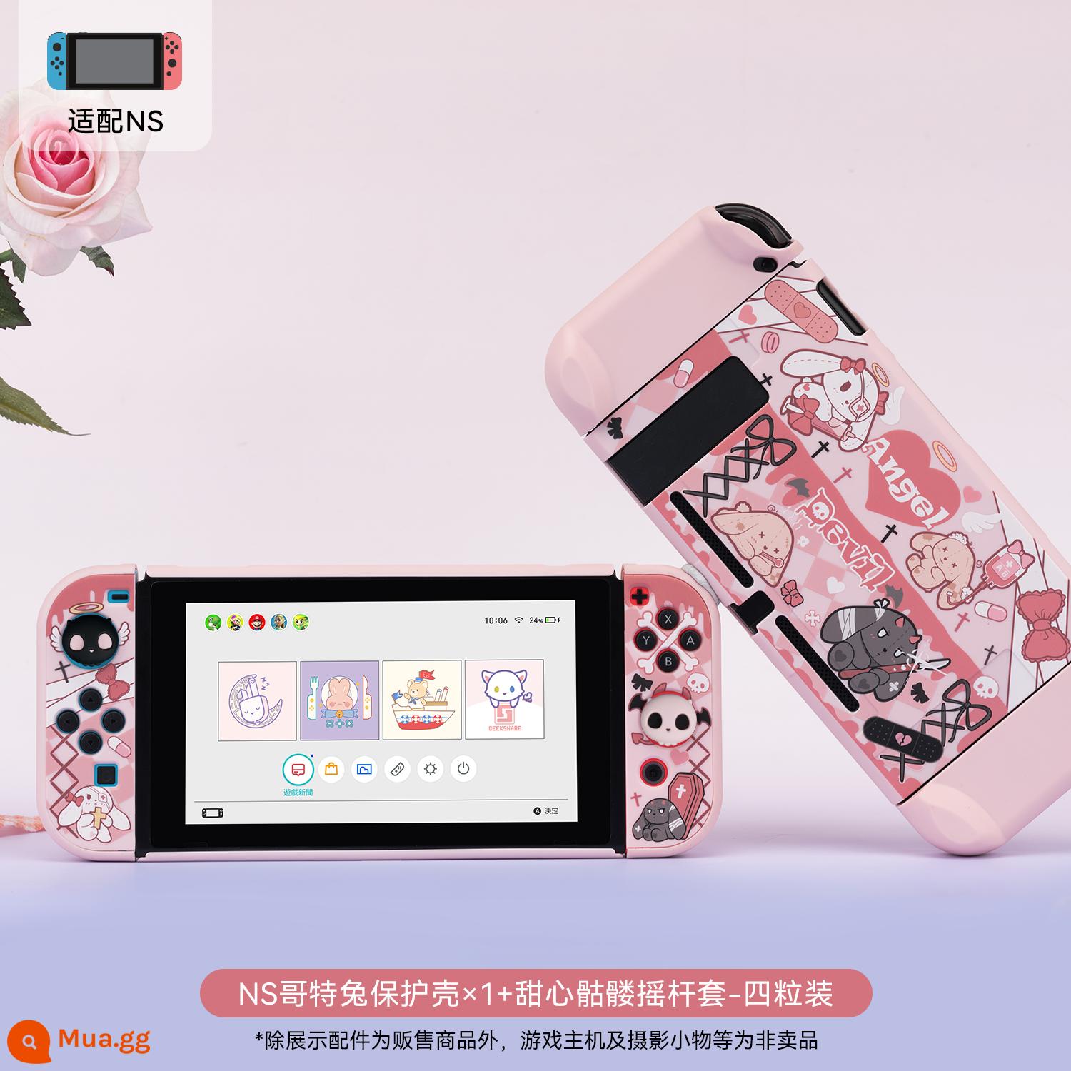 Cực kỳ muốn switcholed vỏ bảo vệ vỏ cứng tay cầm ns vỏ bảo vệ Máy chơi game Nintendo vỏ đế vỏ che bụi - [NS] Vỏ Thỏ Gothic + Bộ Xương Người Yêu