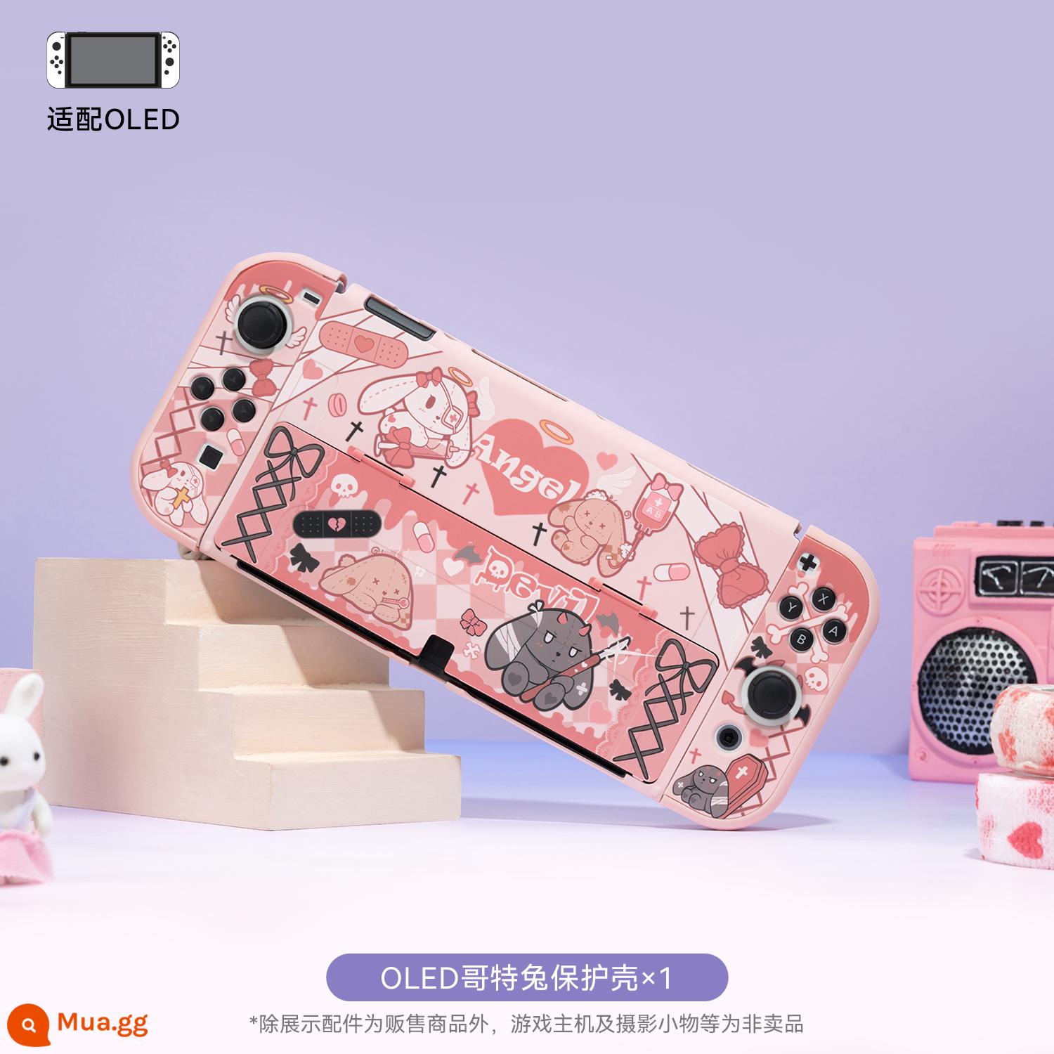 Cực kỳ muốn switcholed vỏ bảo vệ vỏ cứng tay cầm ns vỏ bảo vệ Máy chơi game Nintendo vỏ đế vỏ che bụi - [OLED] Vỏ máy tính Gothic Rabbit, vỏ đơn, loại chân đế nguyên bản