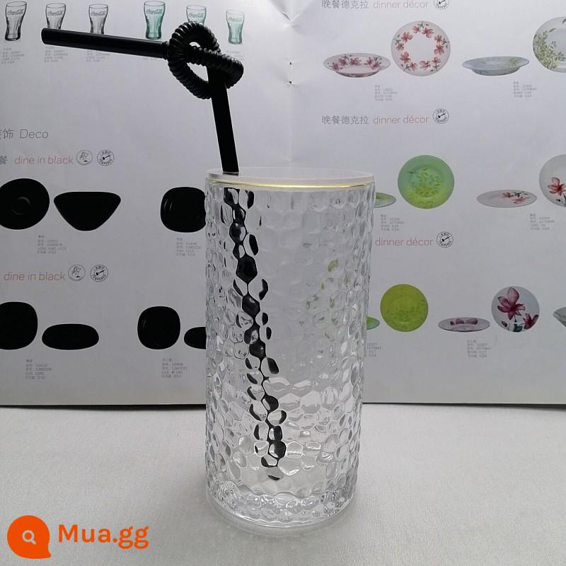 Nhựa Acrylic Cốc Nắp Kính Tùy Chỉnh Tên Shop LOGO Nước Ấm Trà Trong Suốt Vòng Làm Tóc Cup - Cốc + nắp viền vàng số 11