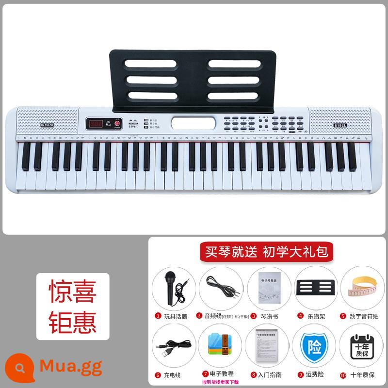 Đàn piano điện tử dành cho người mới bắt đầu trẻ em trưởng thành 61 phím giáo viên mẫu giáo đặc biệt dành cho bé gái tại nhà đàn piano di động thông minh - Trắng