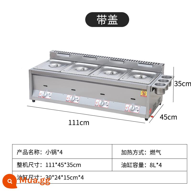 Chảo gian hàng thương mại máy nấu ăn Kanto lò chiên máy chiên rán đậu phụ hôi thối gas hóa lỏng thiết bị chuỗi chiên - 4 nồi (nồi dày trong) có nắp