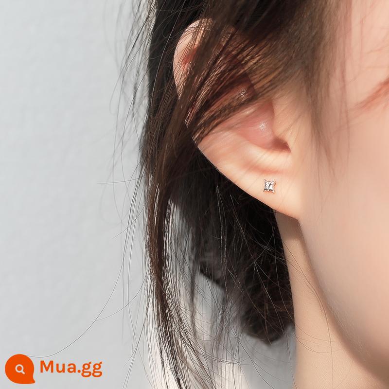 Bông tai bạc 925 sterling nữ 2023 mới hợp thời trang màu đỏ lưới phong cách nước ngoài mặt tròn bông tai bingbuling phổ biến 2022 - Bông tai khoan sao nhỏ