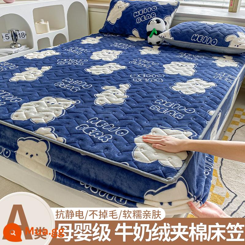 Giường cotton Velvet sữa, giường đơn, 2022 Túi đựng tấm nệm san hô dày mùa đông mới - Thiên đường hạnh phúc [Sữa nhung ấm áp]