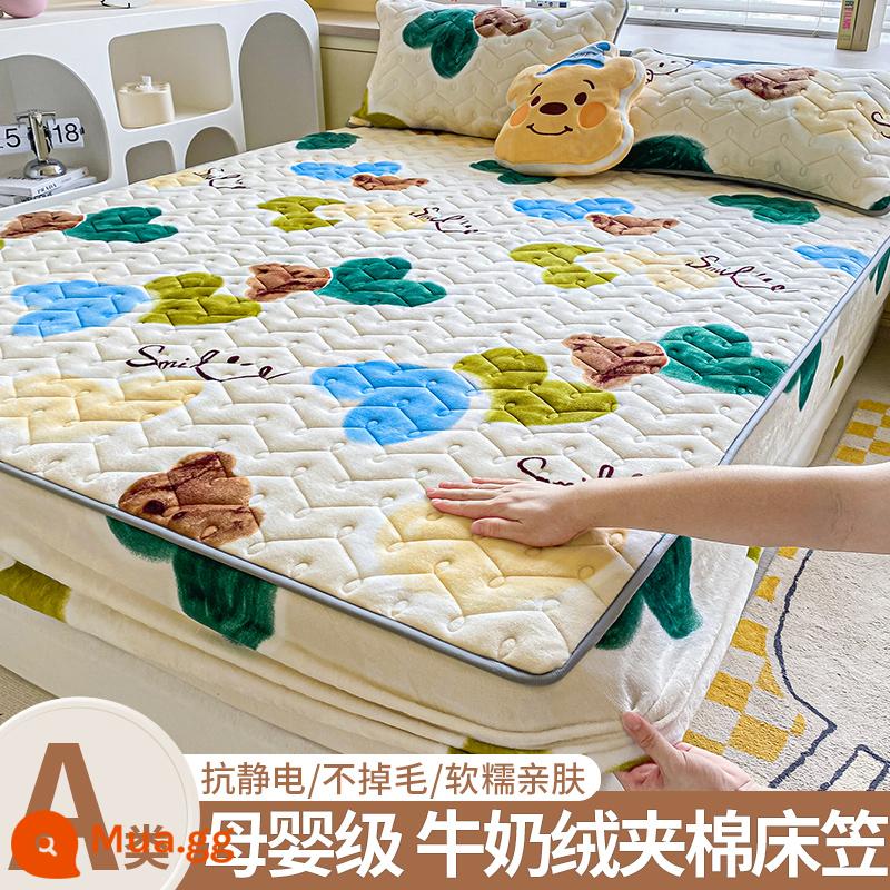 Giường cotton Velvet sữa, giường đơn, 2022 Túi đựng tấm nệm san hô dày mùa đông mới - Care Bears [lông cừu sữa ấm]