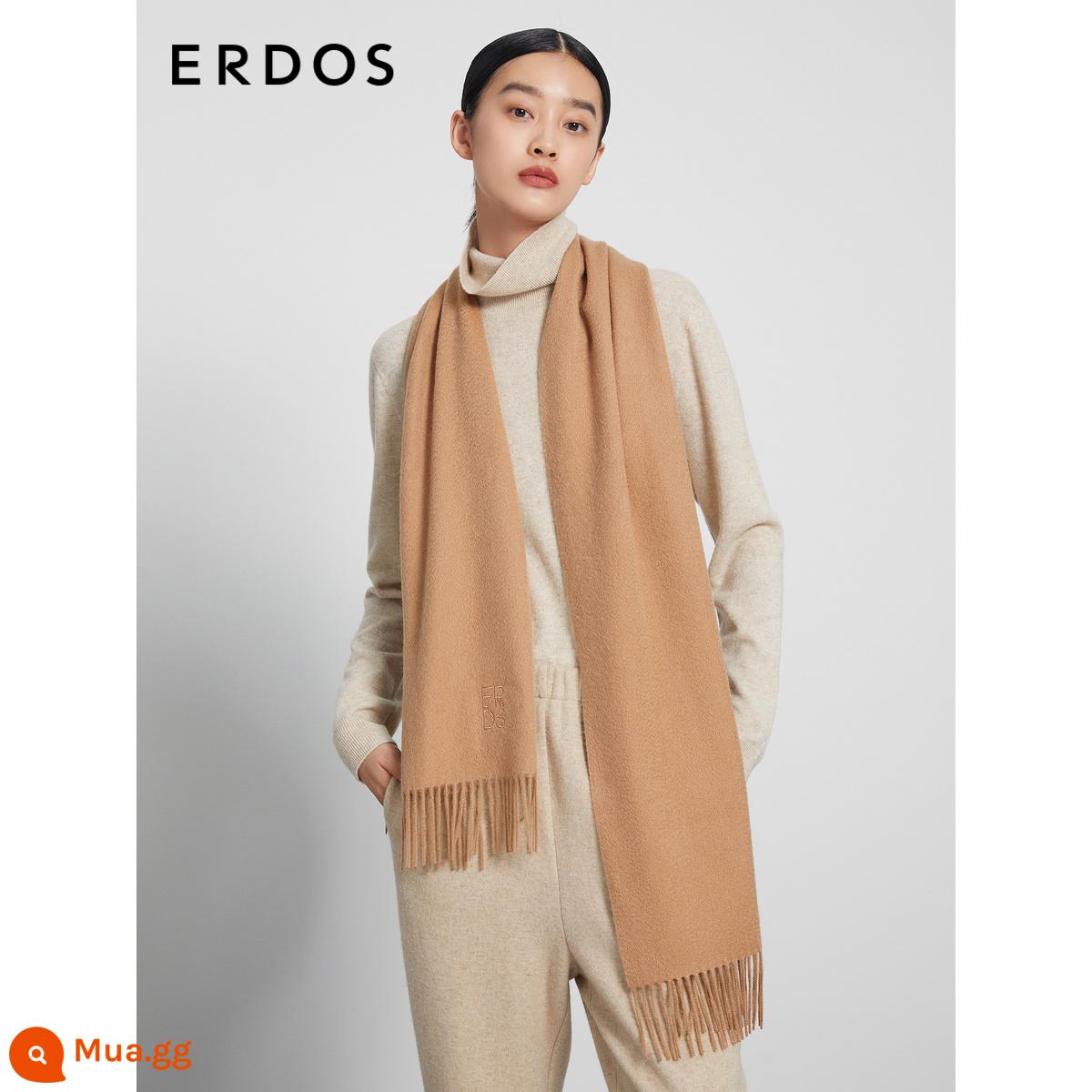 ERDOS 22 mùa thu đông mới khăn quàng cổ cashmere đồng màu cho nam và nữ cùng họa tiết kẻ sọc ấm khăn tua rua quà tặng trang trí - Đá sa thạch-E226S1007