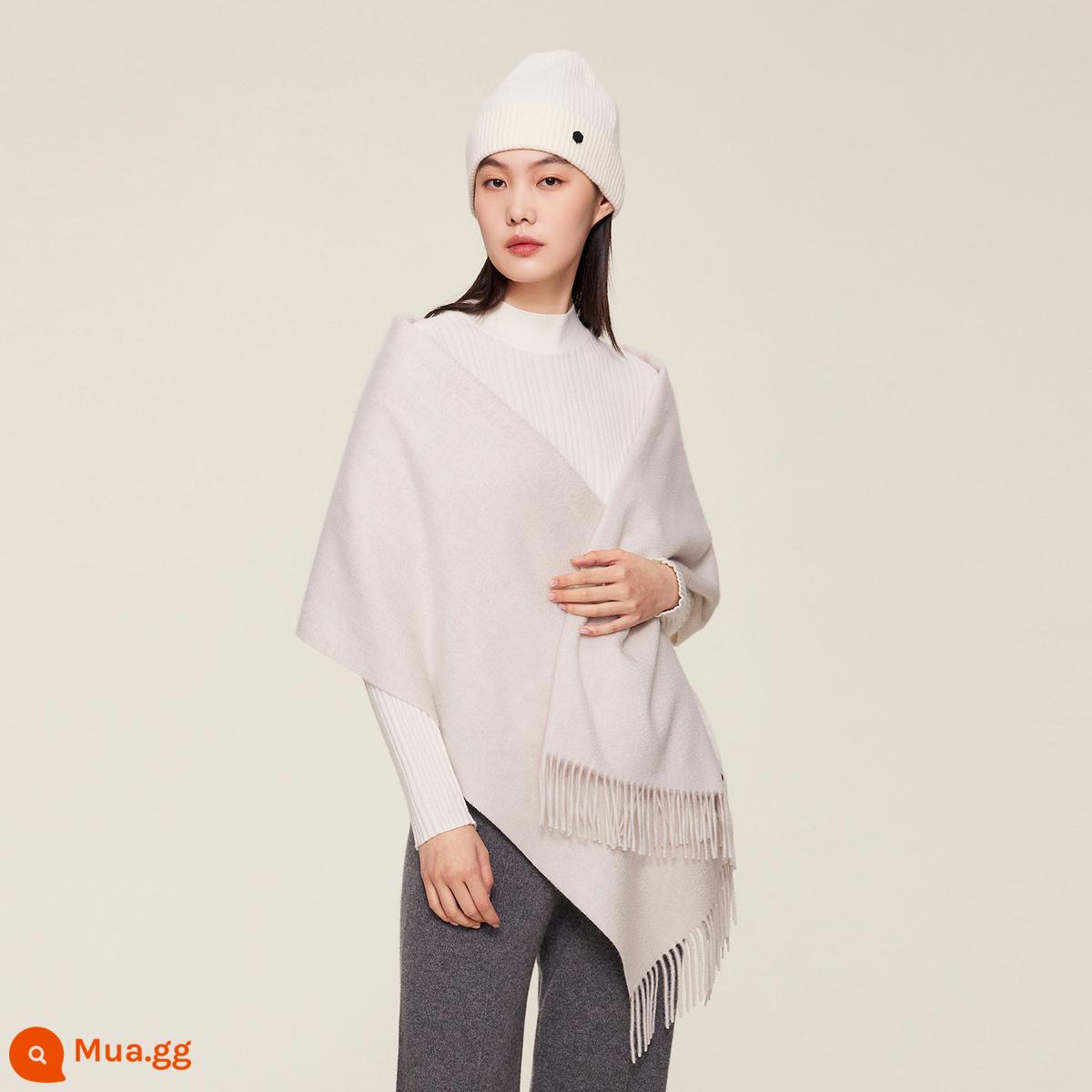 Khăn choàng cashmere tinh khiết Ordos 1980 ấm áp đa năng trong mùa thu đông trang trí tua rua - lạc đà ánh sáng