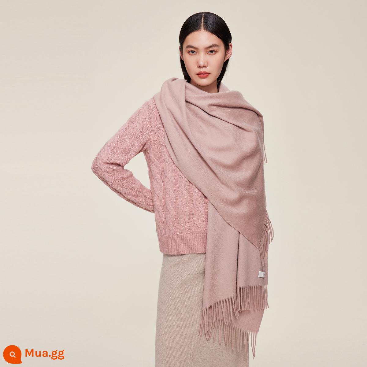 Khăn choàng cashmere tinh khiết Ordos 1980 ấm áp đa năng trong mùa thu đông trang trí tua rua - màu đất