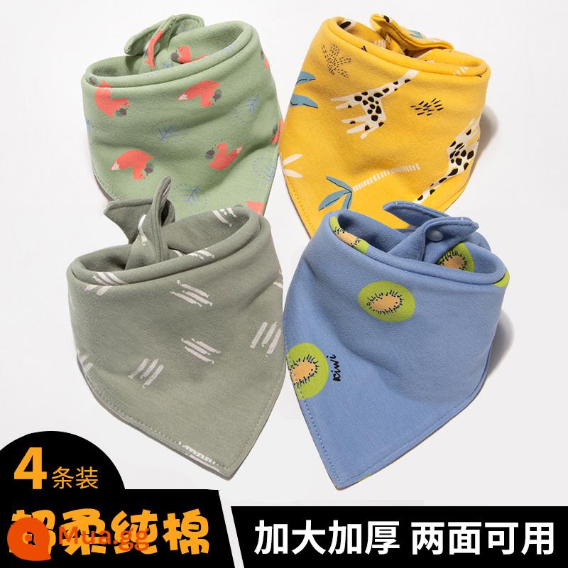 Khăn choàng cổ tam giác cotton nguyên chất cho bé sơ sinh Khăn nước bọt lớn bé trai và bé gái phong cách Hàn Quốc khăn quàng cổ phong cách phương Tây mùa xuân thu - Kết hợp mở rộng siêu mềm 4, 4 miếng cùng màu ở cả hai mặt