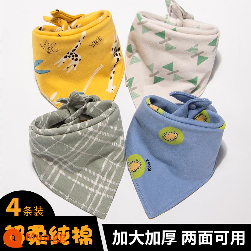 Khăn choàng cổ tam giác cotton nguyên chất cho bé sơ sinh Khăn nước bọt lớn bé trai và bé gái phong cách Hàn Quốc khăn quàng cổ phong cách phương Tây mùa xuân thu - Combo phóng to siêu mềm 5, 4 miếng cùng màu 2 mặt