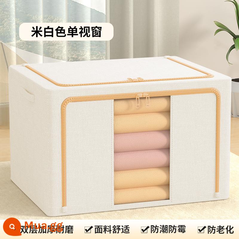 Dày cotton và lanh quần áo hộp bảo quản quần áo hộ gia đình hoàn thiện hộp chăn giỏ túi hiện vật công suất lớn gấp hộp - Màu trắng nhạt - một cửa sổ [Vải lanh pha T/C]