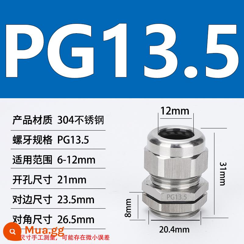 Thép không gỉ 304 chống cháy nổ tuyến kim loại chống thấm nước đầu nối cáp cói nhồi hộp nối khóa mẹ M20 - Khoan lắp đặt PG13.5 (đường kính dây 6-12) 21