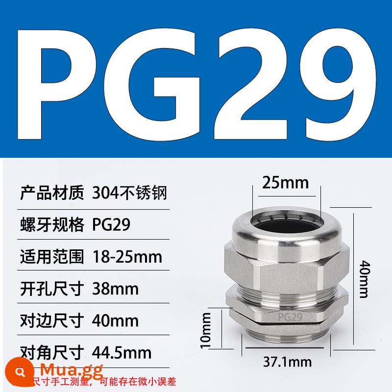 Thép không gỉ 304 chống cháy nổ tuyến kim loại chống thấm nước đầu nối cáp cói nhồi hộp nối khóa mẹ M20 - Khoan lắp đặt PG29 (đường kính dây 18-25) 37