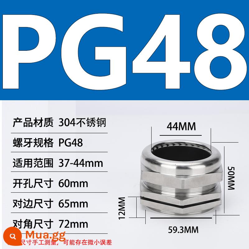 Thép không gỉ 304 chống cháy nổ tuyến kim loại chống thấm nước đầu nối cáp cói nhồi hộp nối khóa mẹ M20 - Khoan lắp đặt PG48 (đường kính dây 37-44) 59