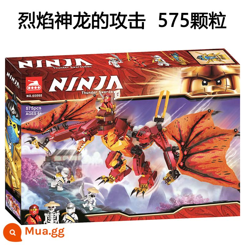 Khối xây dựng Trung Quốc Phantom Ninja Rồng nước Phần thưởng dưới nước Số Tốc độ Cỗ xe Mech Flame Dragon Khối xây dựng lắp ráp - Cuộc tấn công của rồng lửa